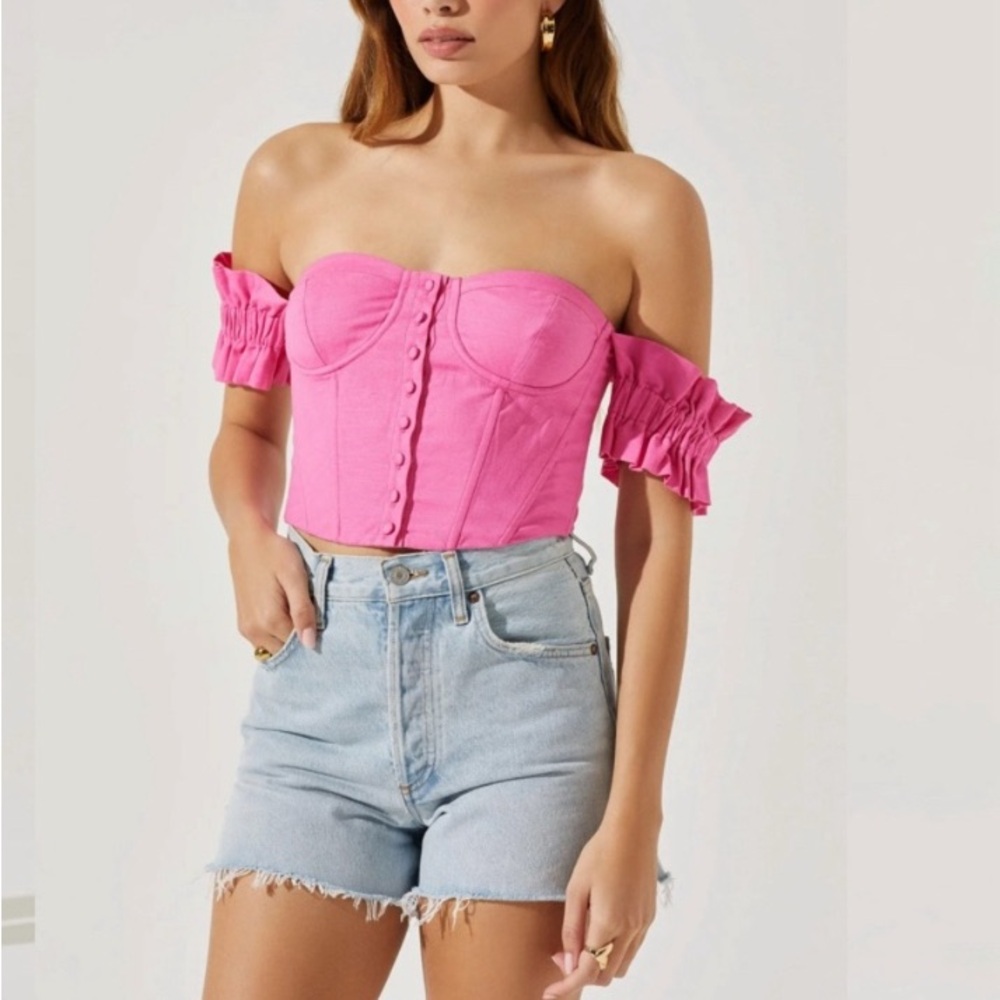 Pink off the shoulder corset top
